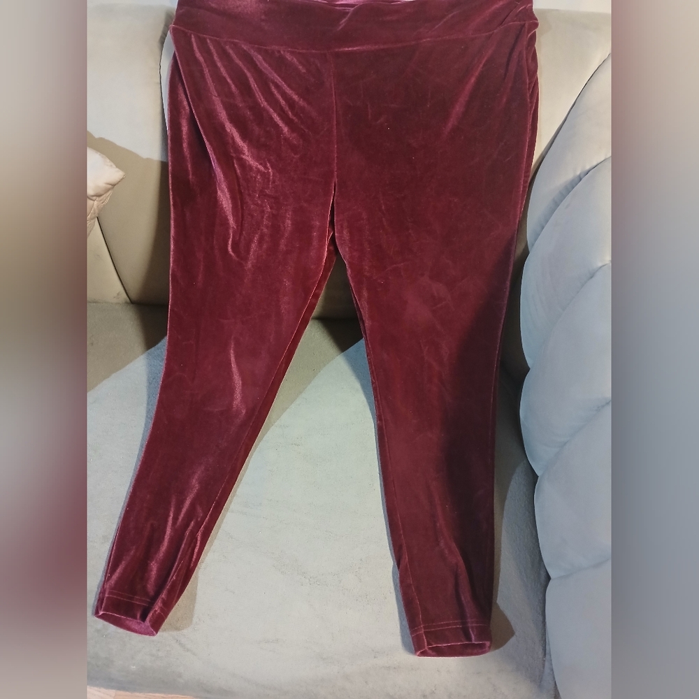 Terra & Sky Velvet Leggings - Deep Wine Burgundy